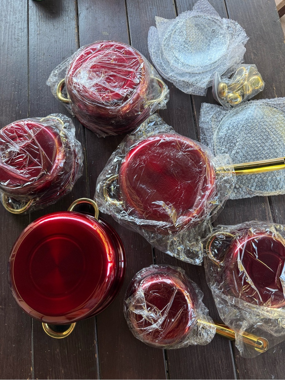 Red and Gold Stainless Steel Cookware Set